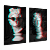 Statues 2 Pieces Combine Glass Wall Art | Insigne Art Design.